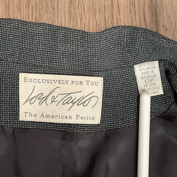 Lord & Taylor Wool Blend Blazer Jacket Petite Size 12P‎ Gray - Picture 4 of 8